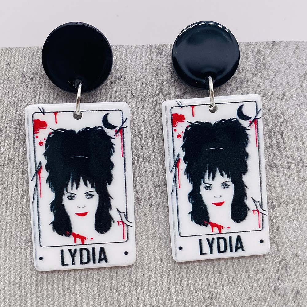 Pendientes de simulación de impresión de doble cara al por mayor Halloween Bat Pendientes de tarot